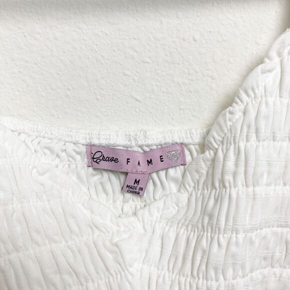 Macy's Junior Girls Eyelet Peplum White Sleeveless Tank Top Size Medium NEW - Picture 3 of 5